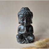 Yooperlite Buddha statue, XL, 15 cm, polished dark gemstone by Moonlight Gemstones
