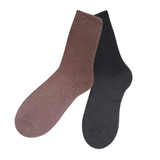 green-goose Alpaca Socks, medium thick, 2 pairs in brown and charcoal.
