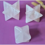 Moonlight Gemstones Kristallen Edelsteen roze calciet Merkaba – 8 cm, set of 3