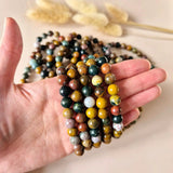 Edelsteen armband Ocean Jasper, multicolor beads, Moonlight Gemstones, 8mm kralen