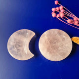 Kleine Rozenkwartskom – 5,5 cm, Moonlight Gemstones; rond en maanvormig roze kwarts, set met ronde schijf en halve maan
