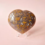 Ocean Jasper hart edelsteen, oranje vlekken op bruine basis, 200–300 g