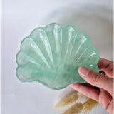 Edelsteen carving schaal schelpvorm, groene fluoriet, Moonlight Gemstones