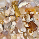 Edelsteen Cherry Blossom Agate chips from Moonlight Gemstones 1–3 cm tumble stones in beige, cream gray tones (100 g)