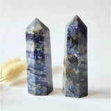 Moonlight Gemstones sodalite towers, natural blue gemstone points, 8–10 cm, pair