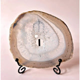 Moonlight Gemstones Edelsteen Druzy Agaat Schijf op Standaard, 11–14 cm geode met kristallen