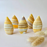 Gele Calciet druipvormige staande edelsteen kristallen, set van 5 met gele banding - Moonlight Gemstones