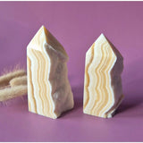 Gele onyx torens (2 stuks) met ruwe zijkant, Moonlight Gemstones