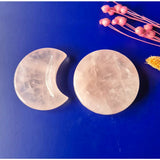 Kleine rozenkwartskom, 2 stuks, 5,5 cm, roze kwarts; rond en maanvormig, Moonlight Gemstones