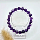 Edelsteen armband amethist met 8mm ronde kralen, paarse edelsteen