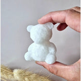 Bear crystal carving in white jade by Moonlight Gemstones