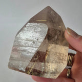 Lemurian Smoky Quartz with Golden Rutile point, 401g, Brazilian gemstone by Moonlight Gemstones