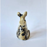 Edelsteen Jaspis Sphinx Beeldje, 8 cm, beige met zwarte marmerpatroon