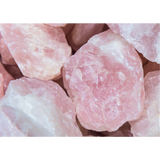 Wenskaart A6 Rozenkwarts Edelsteen, Moonlight Gemstones; roze ruwe rozenkwarts