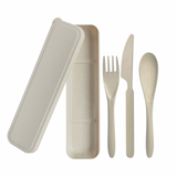 green-goose bio-based cutlery set, 4-piece with speckled beige case
