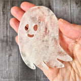 Bergkristal Spookje Edelsteen by Moonlight Gemstones, translucent quartz ghost carving, 7 cm
