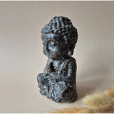 XL Yooperlite Buddha statue, dark blue-gray polished gemstone, 15 cm
