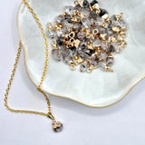 Goudkleurige ketting met hanger van ruwe Herkimer-diamant (1 cm), Moonlight Gemstones