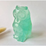 Fluorite owl gemstone carving by Moonlight Gemstones, translucent green, 434 g