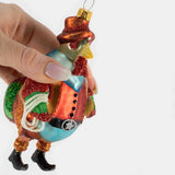 Kerstbal kip - glas - 8,3x6x13,5cm