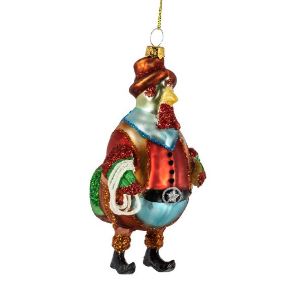 Kerstbal kip - glas - 8,3x6x13,5cm