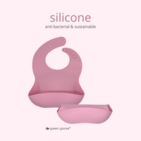 Siliconen Slabbetje en Bamboe Bestek| roze