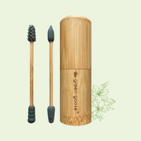 Herbruikbare Wattenstaafjes (2 Stuks) met Bamboe Houder